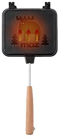 Kirdume Machine à Sandwich au Camp - Moule à Sandwich léger Amovible - Machine à Sandwich Camping avec poignée en Bois, Cuisine GR d'intérieur Parfaite pour Le Petit déjeuner