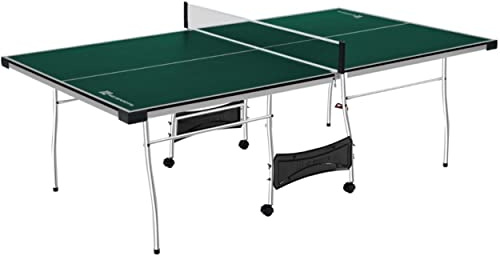 MD Sports Table Tennis Set, Regulation Ping Pong Table with Net, Paddles and Balls (8 Pieces) - Green and White