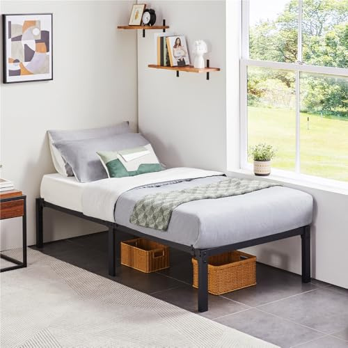 Yaheetech Lit Simple 90x190 cm en Métal Assemblage Simple pour Petits Espaces Adultes Noir