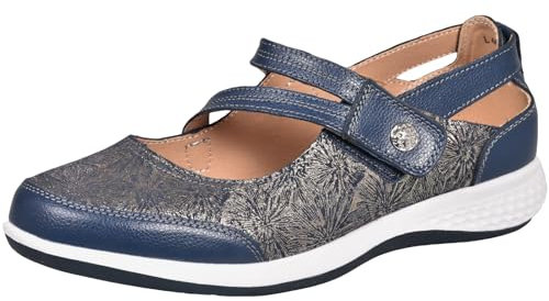 Boulevard Womens/Ladies Sparkle Action Leather Touch Fastening Bar Shoes (6 UK) (Navy)
