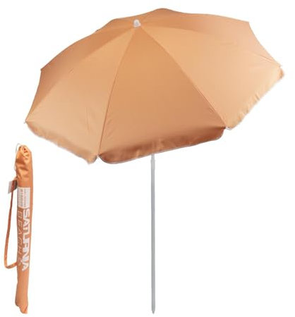 Parasol de plage acier/polyester Ø 160 cm. Orange tiges fibre de verre.