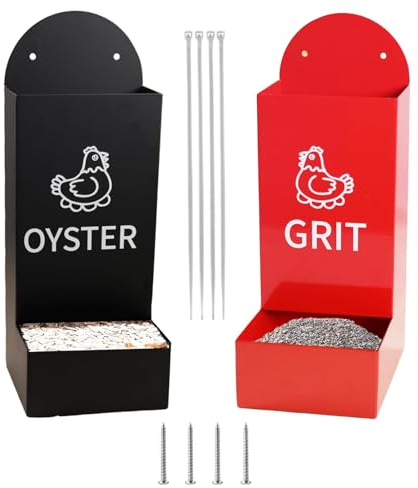 BnyHjir Chicken Grit Feeder - 2piece Oyster Shell for Chickens | Semi-Closed Heavy-Duty Container Dispenser Bowl Spill-Proof Waterer Feeding Accessories for Rabbit Duck Hens