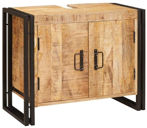 vidaXL Diskbänksskåp med hylla Brun 71 x 33 x 58 cm Massivt mangoträ