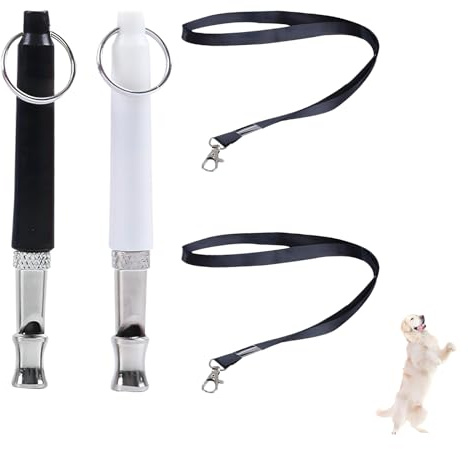 2 Piezas Silbato Ultrasónico para Perros, Silbato Ahuyenta Perros con Cordón Silbatos De Perro Antiladridos Frecuencias Ajustables Silencioso para Adiestramiento de Perros y Control de Ladridos