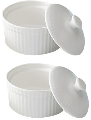 DECOMELODY 2 pezzi Ciotole da Forno in per Dolci Pudding e Antiscivolo Compact per Dessert e Torte Facili da Usare e Conservare