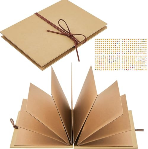 Album Fotos para Pegar y Escribir Pequeño (17,5 X 11,5 cm), Plegado En Acordeón Scrapbook DIY áLbum De Foto con 4 Pegatinas, Photo Albums Autoadhesivo para Diarios De Viaje (Páginas Marrones)