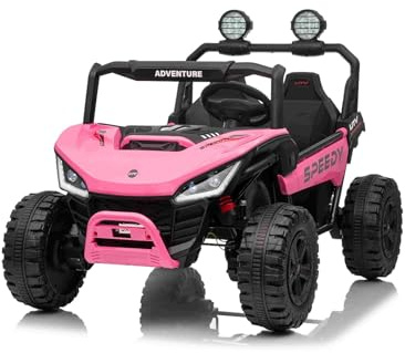 Beneo Motors 4x4 Voiture électrique Enfants 24V – 2 Places T-Rex Ride, Rose, 4×45W Moteurs, Batterie Lithium, télécommande parentale 2,4 GHz, LED, MP3 USB/AUX – Véhicule Tout-Terrain 3 à 8 Ans