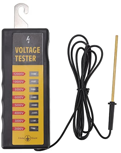 YYALYYON Probador de cerca voltaje eléctrico, 8 luces de neón, máximo 12KV, impermeable, portátil, buscador de fallas de cerca para granjas y ganado
