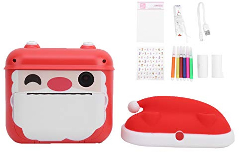 Fauitay Instant Print Camera för Barn, Tecknad Barnkamera med 1200W Dubbelt, Termiskt Fotopapper, Lätt Att Bära, Present Till Barn (Santa stil)
