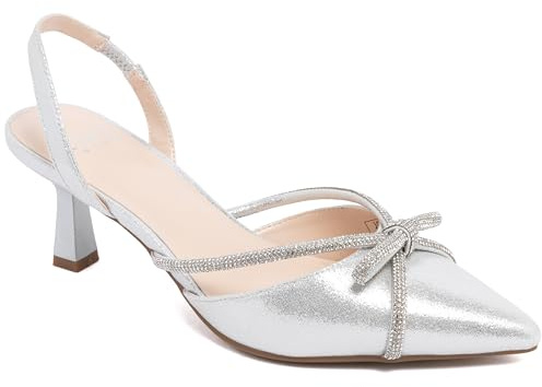 Jones New York Women's Pointed Toe Slingback Kitten Heels, Comfortable Dress Pumps with Adjustable Buckle, Elegant Low Heel Shoes for Wedding, Evening, or Office
