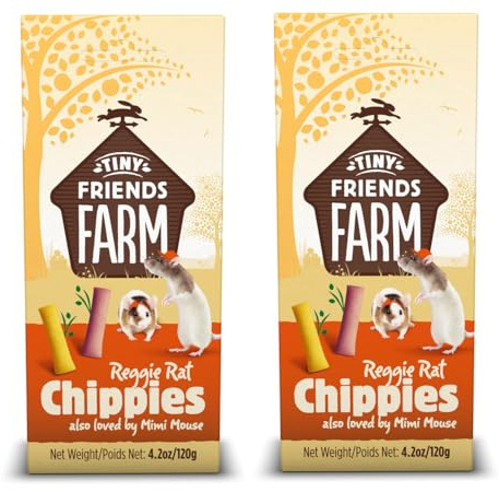 2x 120g Tiny Friends Farm Treat Biscuits Hamsters Rats Gerbil Ferrets (Reggie Rat Chippies) – Bundled by GetInStyle Shop
