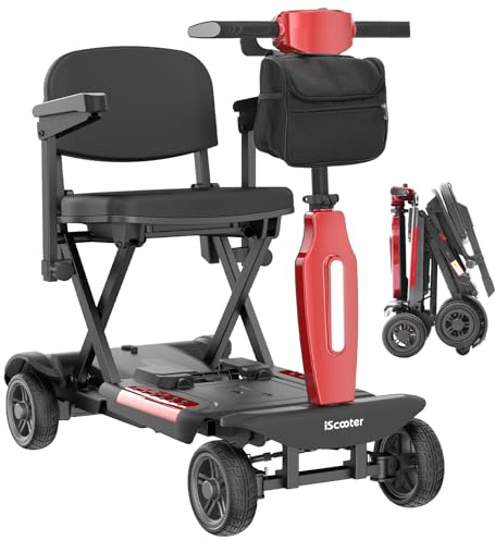 iScooter X11 Folding Mobility Scooter,30KM Range,0-7KM/H Speed Modes Mobility Scooters,24V 15.6Ah Removable Battery, 250W Motor, Removable Canvas Bag, Lightweight Compact Travel Scooter for Senior