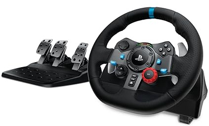 Logitech G29 Driving Force Racing Wheel and Floor Pedals, Real Force Feedback, Stainless Steel Paddle Shifters, Leather Steering Wheel Cover for PS5, PS4, PC, Mac - Black