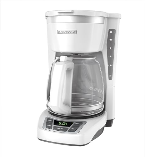 BLACK+DECKER CM1160W-1 CM1160W 12-Cup Programmable Coffeemaker, White/Stainless Steel