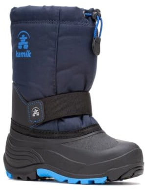 Kamik Rocket Insulated Snow Boot - Waterproof Nylon Upper for Kids Winter Boots - Removable Insulated Liner & Boys Shoes - Easy-Grab Lock Lace & Secure Mid-Foot Strap - Navy - 2 Little Kid
