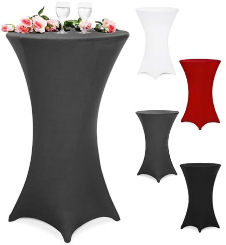 Deuba® Stehtisch Hussen 80-85cm Grau Rund Verstärkter Fußbereich 30°C Waschbar Stehtischhusse Stretch Tisch Bezug Ø 60-65/70-75/80-85cm Viele Farben