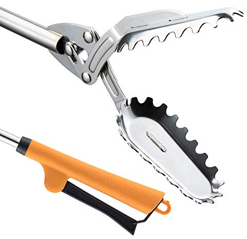 FTH All Stainless Steel Grabber Reacher Pickup Tool Heavy Duty Trash Picker Log BBQ Fireplace pits Snake Tongs Plogging Tool