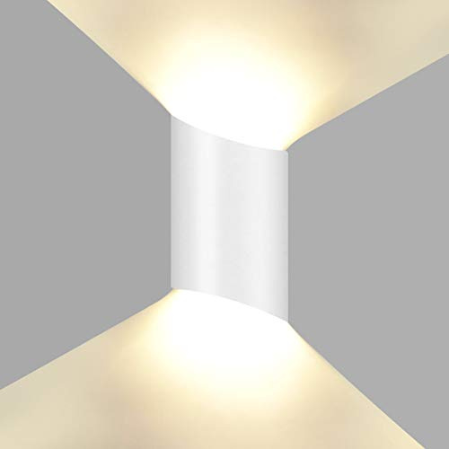 HAWEE 10W Impermeabile Moderno Lampada da Parete LED Applique da Parete Alluminio Lampada da Muro Interno Esterno per Bagno, Camera da Letto Scale Portico Corridoio Soggiorno, Bianco 3000K