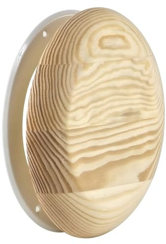 Steinberg14 Difusor de Ventilación de Suministro de Aire, Ø 125mm, Rejilla Redonda de Ventilacion para Entrada de Aire, Valvula de Disco Ajustable, de Acero con Tapa de Madera