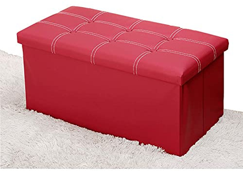 Sitzhocker mit Stauraum, Sitzwürfel mit Deckel, Sitztruhe Aufbewahrungsbox Faltbar, Sitzbank Schlafzimmer Leder, Pouf Sitzpuff, für Wohnzimmer, Flur, Kinderzimmer