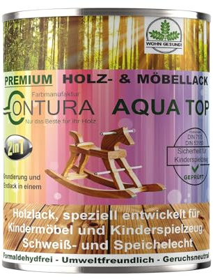 Lack für Kinderspielzeug 750ml. Möbellack Buntlack DIN EN71/3 Holzlack Kindermöbel Farbe Holzfarbe Innen und Außen (06005 Moosgrün)