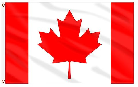 AhfuLife Kanada Flagge 150 x 90 cm für den 1. Juli, Kanada-Tag, Dekorationen, 1 Stück Große Kanadische Flaggen, Doppelseitig mit Messingösen für 2025 WM Olympische Nationaltag Draußen und Drinnen Deko