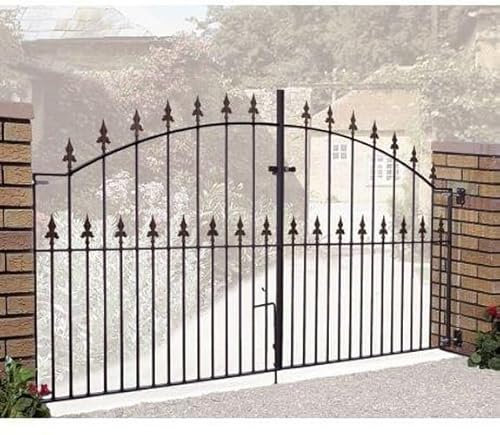 Cannock Gates Saxon Spear Top Arched Double Driveway Gate - Solid Steel - Fits Gap of 2438 mm x 1245 mm High - Electro Galv./Black Powder Coated
