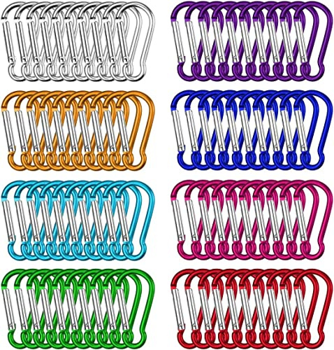 80Pcs Mini Carabiner Clips, Carabiners Small Keychain Clip Aluminum Carabiner Snap Hook Small Carabiner for Key Chain Keyring Camping Outdoor Traveling (1.8 inch)
