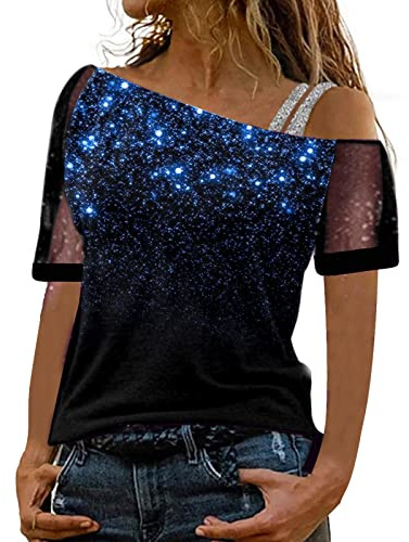 Bluse Donna Cerimonia Curvy Oversize Camicia Manica Corta Stampa Sexy Magliette Lunga Fantasia Top Camicetta Casual Pizzo T-Shirt Blusa Estiva Elegante