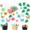 Ticeed 148 PCS Tapas para Tartas Hojas de Palma&Flamenco u Mariposa&Flores Decoración de Tarta Adornos de Cupcakes para Bodas TemáTicas, Fiestas, Verano De Selva Hawaiana