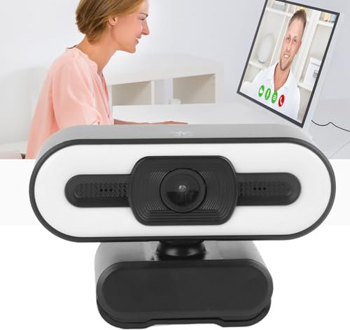Gigicial 4K Webcam, Web Camera with Microphone and Fill Light, Computer USB Web Camera At 1080P, Plug and Play, Works with PC/Mac/Laptop/Tablet