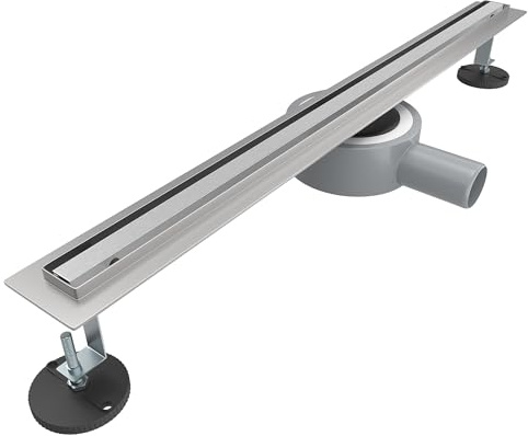 SONNI Duschränna i rostfritt stål 60 cm, komplett set avlopp 360° roterbar, 15 mm smal smal platta, med luktstopp, hårsil – kantavlopp