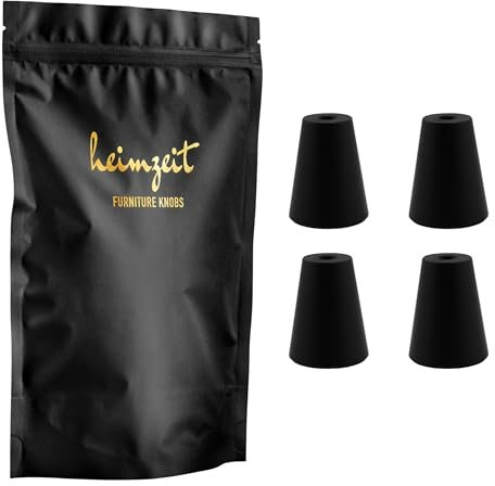 heimzeit Schrankknöpfe für Türen, Schubladen und Kommoden aus hochwertigem Aluminium [4 Stück, Rund] Farbe: Schwarz, Stilvolles Design, Möbelknöpfe mit Einlochgriff und Schrauben