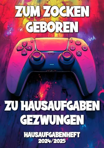 Hausaufgabenheft 2024/2025 Gamer: Hausaufgabenplaner mit Stundenplänen in DIN A5 für Grundschule oder Gymnasium in Coolem Gaming Design für Teenager