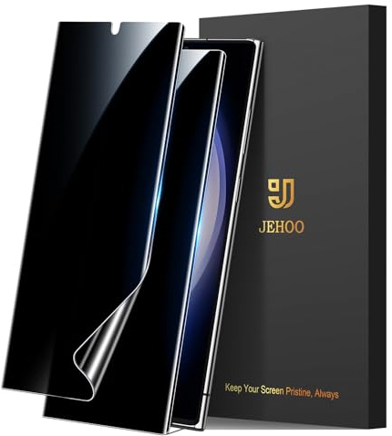 JEHOO 2 Pezzi Privacy Pellicola Protettiva per Samsung Galaxy S23 Ultra, Supporta il riconoscimento delle impronte digitali, Anti-Spia, Senza Bolle Copertura Completa Protezione 2