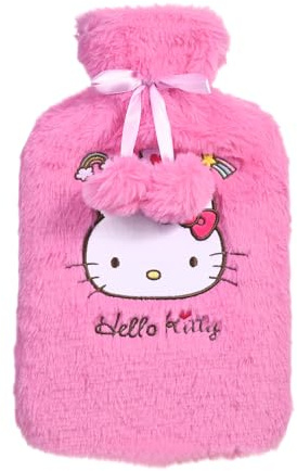 TAKE CARE | Bouillotte Hello Kitty | Fourrure rose douce & confortable | Chaleur agréable & confortable | Apaise les tensions & réchauffe rapidement | Contenance 1L
