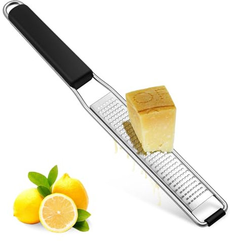 Diboniur Grattugia Limone Scorza, Grattugia Manuale per Formaggio Parmigiano Agrumi Zenzero Cioccolato Frutta Secca, Acciaio Inossidabile, con Coperchio Protettivo e Spazzola per la Pulizia