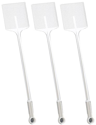 STHOYN Hållbar Plast Flugsmällare Insektsdödare Flugklappar Flexibla Långa Handtag Plastfluga 3-pack(White)