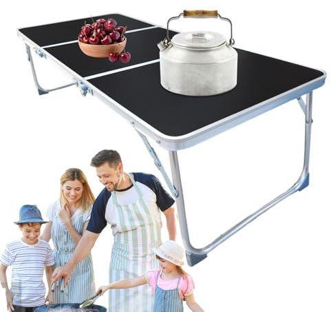 Trochate Foldable Camping Table | Aluminum Alloy Portable Folding Table | Outdoor Desk Camping Accessory with Handles for Dining Travel Backyard Lawn Park Patio Garden Balcony Fishing Cooking BBQ