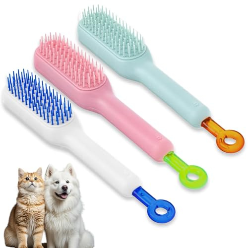 Cat Brush, 3Pcs Cat Brush for Short haired Cats,Pet Grooming Brushes with Gentle Deshedding, Massage, Removing Mats & Loose Fur, Easy Clean Indoor Pet Tool​