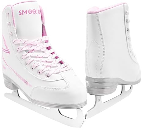 SMOOJOY Womens Ice Skates, Figure Skates with Air Cushion, Recreational Soft Beginner Figure Ice Skates for Youth Girls Boys