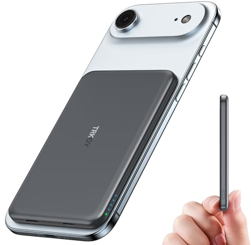 For Magsafe Power Bank, Ultra-Slim Wireless Portable Charger, 5000mAh Magnetic Power Bank Fast Charging with USB-C, Portable Phone Charger Battery Pack Compatible with iPhone 17/16/15/14/13/12 Series
