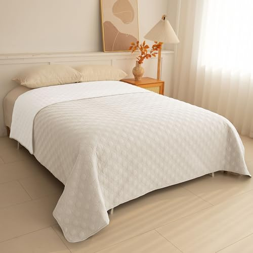 TIANSHU Manta Impermeable Colcha Cama Reversible y Multiusos, Colchoneta Perro Antideslizante y Lavable Cubrecama Ideal para Sofá Cama Bebés y Mascotas (172x208cm, Beige)