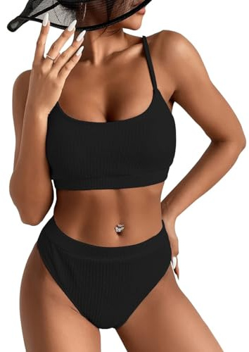 XFSRG Bikini da Donna Due Pezzi Monospalla Mare Bikini Set Vita Alta Costumi Curvy Bikiniset Asimmetrico Contenitivo Elegante Beachwear Estivo Bagno