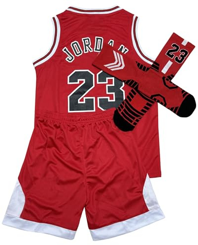 3Pcs Kids Basketball Jersey Set - Youth Basketball Tank Top + Track Shorts+ Socks for Boys Girls