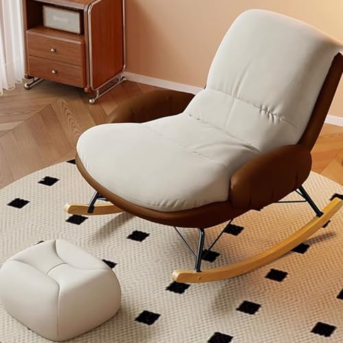 Sedia a dondolo reclinabile con poggiapiedi, per soggiorno, camera da letto, balcone, comoda poltrona relax design elegante e funzionale