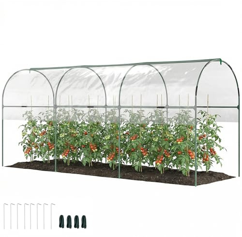Outsunny Gewächshaus Winterfest mit Bogendach 400 x 120 x 170cm Transparent