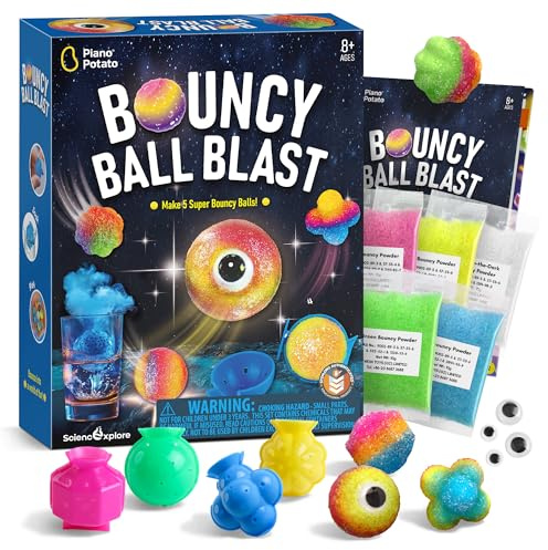 Dr. Daz Bouncy Ball Blast – Fabrica 5 Pelotas Saltarinas, Kit Científico y Creativo Stem para Niños, Juego de Manualidades para niños a Partir de 8 años
