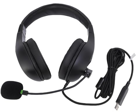 Plyisty Casque USB avec Micro, Casque de Réduction de Bruit à Tige de Microphone à Col de Cygne Réglable de 22 Cm, avec Coussinets d'oreille en Protéines Confortables et Contrôle Facile