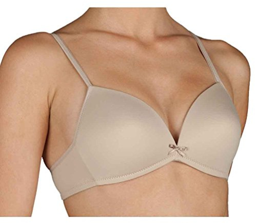 Selene, Sujetador para Mujer con Escote en V, Sin Aros, con Copas Acolchadas, Colección Ana, Color Tierra, Talla 90B